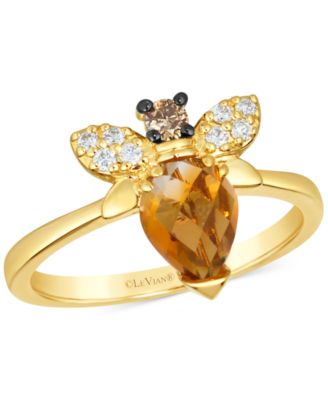 Le Vian - Cinnamon Citrine (7/8 ct. t.w.) & Diamond (1/8 ct. t.w.) Bee Ring in 14k Gold