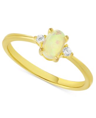 Giani Bernini - Simulated Opal (1/3 ct. t.w.) & Cubic Zirconia Ring in 18k Gold-Plated Sterling Silver