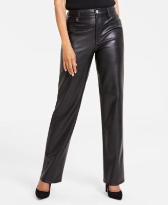 I.N.C. International Concepts - Faux-Leather Straight-Leg Pants