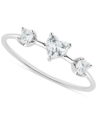 Giani Bernini - Cubic Zirconia Heart & Round Three Stone Ring in Sterling Silver