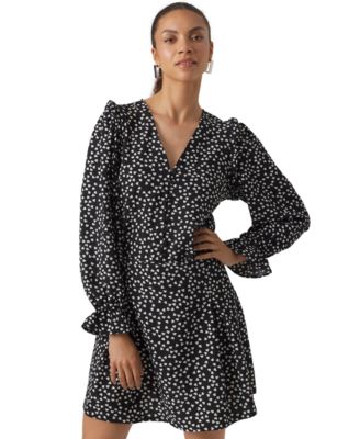 Vero Moda - Women's Printed Long Sleeve Button-Front Top