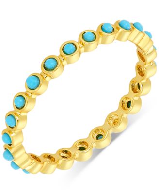 ADORNIA - Gold-Tone Bezeled Beaded Eternity Band Ring