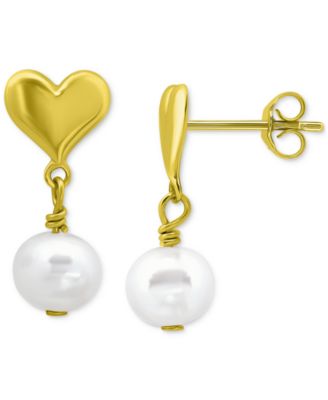 Giani Bernini - Cultured Freshwater Pearl (5mm) Heart Drop Earrings