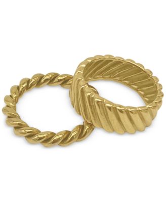 ADORNIA - 14k Gold-Plated 2-Pc. Set Cable & Twist Rings