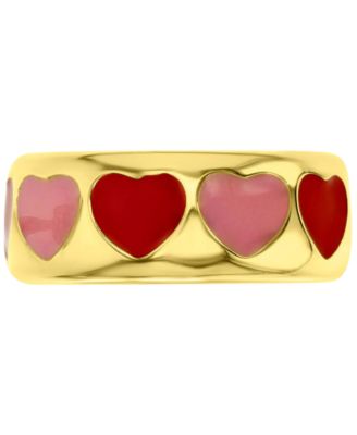 Macy's - Red & Pink Enamel Heart Band in 14k Gold-Plated Sterling Silver