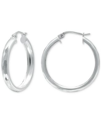 Giani Bernini - Textured Tube Small Hoop Earrings in Sterling Silver, 25mm