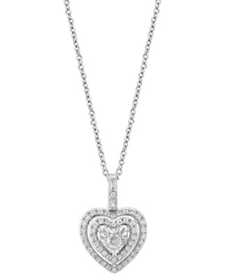 EFFY Collection - Diamond Heart Halo Cluster 18" Pendant Necklace (1/3 ct. t.w.) in 14k White Gold