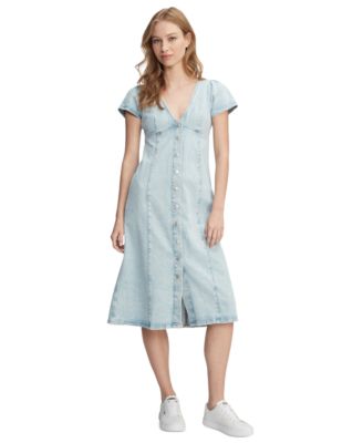 Tommy Jeans - Women's Short-Sleeve Button-Up Denim Midi Dress