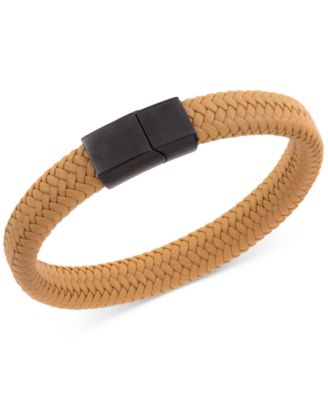 LEGACY for MEN by Simone I. Smith - Men's Braided Fiber Bracelet in Black Ion-Plated Stainless Steel