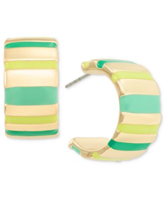 On 34th - Gold-Tone Striped Medium Hoop Earrings, 1.2"