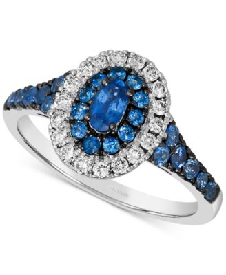 Le Vian - Blueberry Sapphire (3/4 ct. t.w.) & Nude Diamond (1/4 ct. t.w.) Halo Ring in 14k White Gold