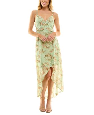 As U Wish - Juniors' Floral-Print High-Low Chiffon Dress