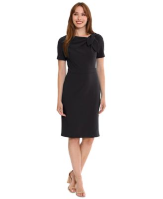 London Times - Women's Side Tie-Neck Sheath Dress