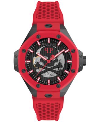 Philipp Plein - Men's Automatic Skeleton Royal Red Silicone Strap Watch 46mm