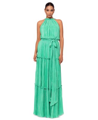 Betsy & Adam - Women's Pleated Halter Gown