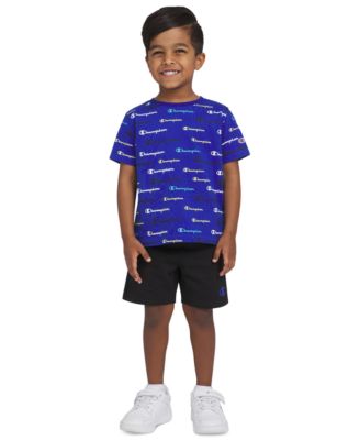 Champion - Toddler & Little Boys Short-Sleeve Printed T-Shirt & Fleece Shorts, 2 Piece Set