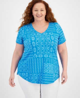 JM Collection - Plus Size Patchwork Paradise T-Shirt