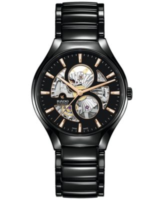 Rado - Unisex Swiss Automatic True Black High-Tech Ceramic Bracelet Watch 40mm