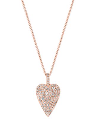 EFFY Collection - Diamond Pav&eacute; Heart 18" Pendant Necklace (5/8 ct. t.w.) in 14k Rose Gold