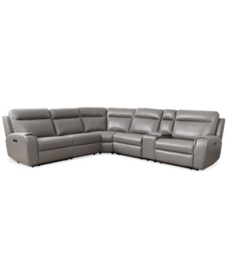 Furniture - Sheeler 6-Pc. Faux Leather Sectional with 2 Power Motion Chairs & 1 Console