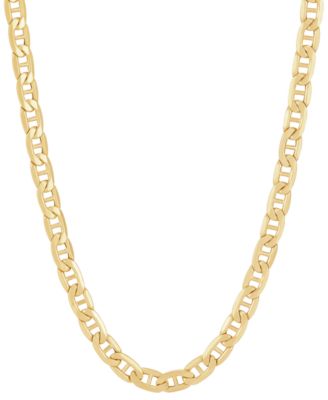 Italian Gold - Polished Mariner Link 22" Chain Necklace in 10k Gold