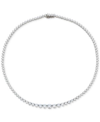 Eliot Danori - Rhodium-Plated Graduated Cubic Zirconia 16" Tennis Necklace