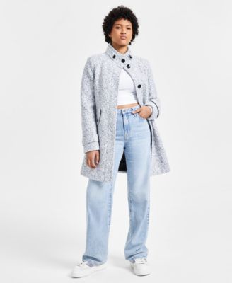 Maralyn & Me - Juniors' Single-Breasted Boucl&eacute; Walker Coat