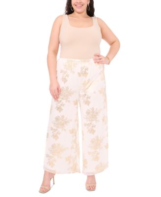 MSK - Plus Size Printed Chiffon Pull-On Palazzo Pants