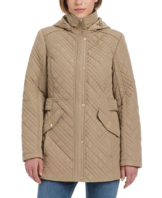 Jones New York - Women's Hooded Stand-Collar Quilted Coat
