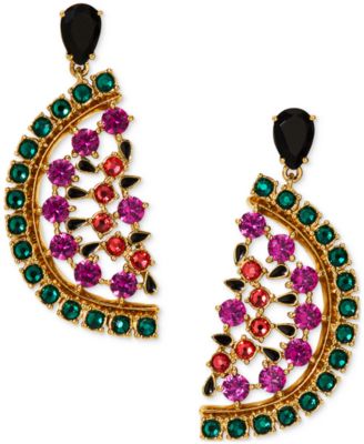 NADRI - 18k Gold-Plated Multicolor Mixed Stone Watermelon Slice Drop Earrings