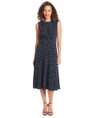 London Times - Women's Polka-Dot Fit & Flare Dress