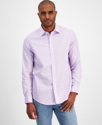 Club Room - Men's Yale Regular-Fit Stretch Medallion-Print Button-Down Shirt