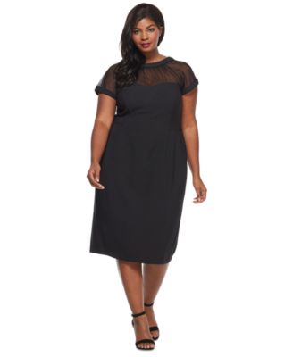 Maggy London - Plus Size Illusion-Trim Sheath Dress