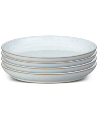 Denby - White Speckle Stoneware Coupe Medium Plates, Set of 4