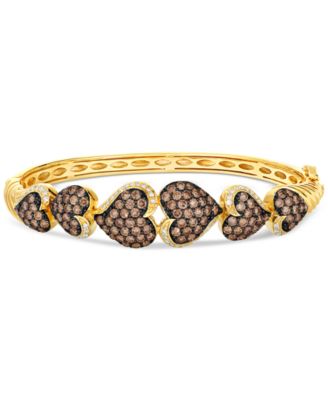 Le Vian - Chocolate Diamond & Vanilla Diamond Pav&eacute; Heart Bangle Bracelet (5-1/20 ct. t.w.) in 14k Gold