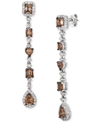 Le Vian - Chocolate Diamond & Vanilla Diamond Linear Drop Earrings (4-1/2 ct. t.w.) in 18k White Gold