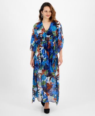 I.N.C. International Concepts - Petite Floral-Print Smocked-Waist Dress