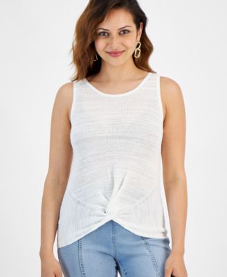 I.N.C. International Concepts - Petite Twist-Front Sweater Tank Top