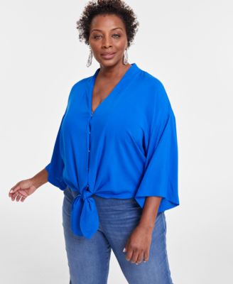 I.N.C. International Concepts - Plus Size Tie-Front Top