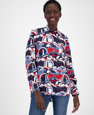 Nautica Jeans - Women's Lighthouse-Print High-Low-Hem Shirt