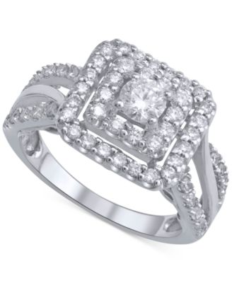 Macy's - Diamond Square Halo Engagement Ring (1 ct. t.w.) in 14k White Gold