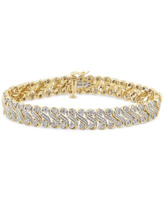 Macy's - Diamond S Link Statement Bracelet (1 ct. t.w.) in Gold-Plated Sterling Silver