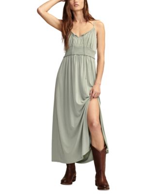 Lucky Brand - Women's Sandwash Split-Neck Smocked-Waist Dress