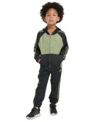 adidas - Little & Toddler Boys M&eacute;lange Hooded Jacket & Jogger Pants, 2 Piece Set