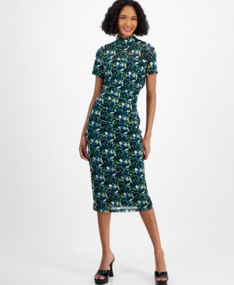 Bar III - Women's Turtleneck Short-Sleeve Midi Dress