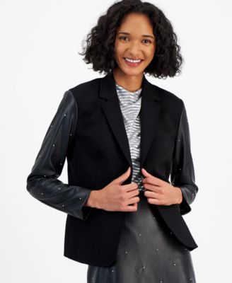 Bar III - Women's Compression One-Button Blazer