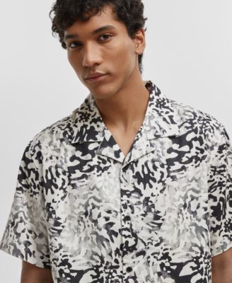 Mode of One - Men's Relaxed-Fit Printed Button-Down Camp Shirt