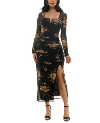 BCX - Juniors' Floral-Print Ruched Bodycon Dress