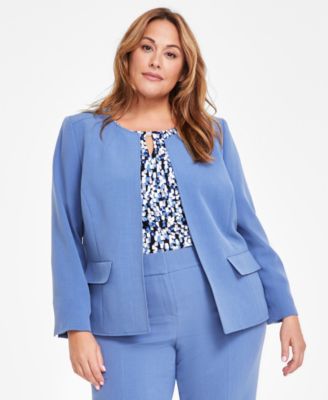 Kasper - Plus Size Collarless Open-Front Jacket