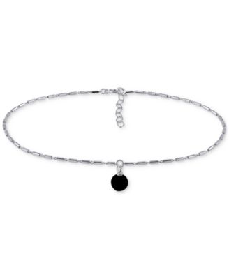 Giani Bernini - Onyx Dangle Cylinder Link Ankle Bracelet in Sterling Silver